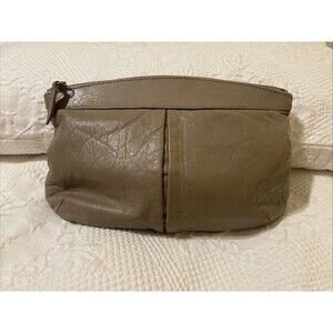 Vintage 80’s Contessa Genuine  Brown Leather Clutch Purse Gold Lining Retro